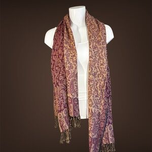 Pretty Pashmina by Ashley Cooper Pink & Brown Paisley Scarf, Viscose Material